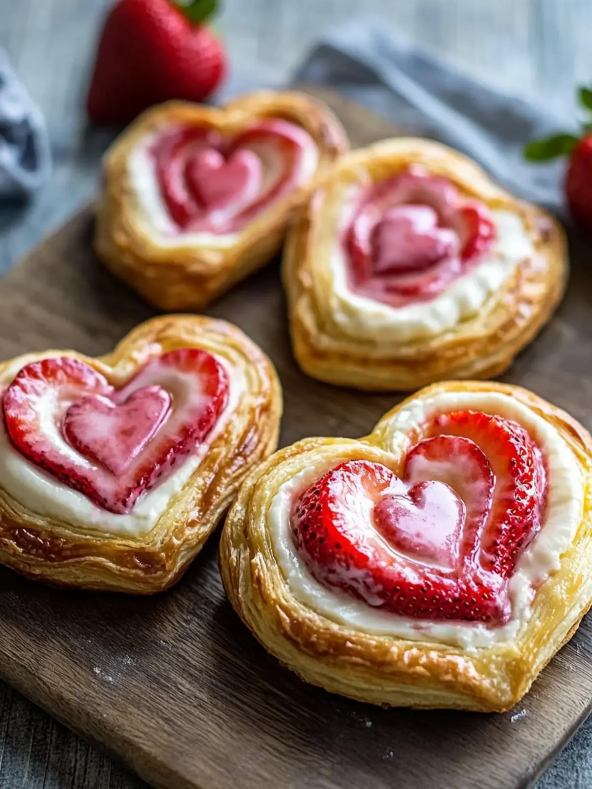 Delightful Strawberry Cream Cheese Heart Danishes for Blissful Brunch 3 Strawberry Cream Cheese Heart Danishes
