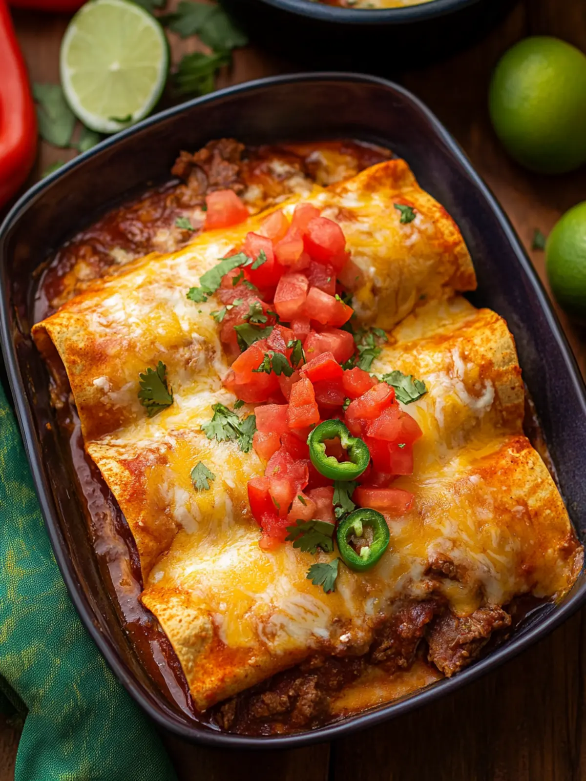 Heavenly Steak Enchiladas: Cheesy Oven-Baked Delight 2 Steak Enchiladas (Cheesy Oven-Baked Mexican Dinner)