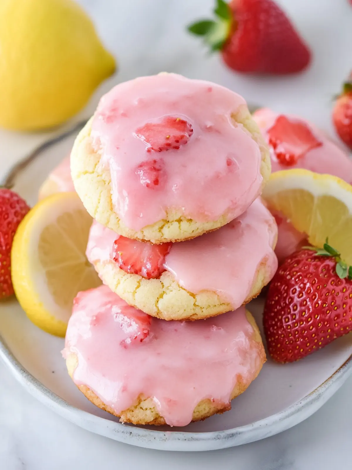 Strawberry Cake Mix Cookies with Tangy Lemon Glaze Magic 4 Strawberry Cake Mix Cookies with Strawberry Lemon Glaze
