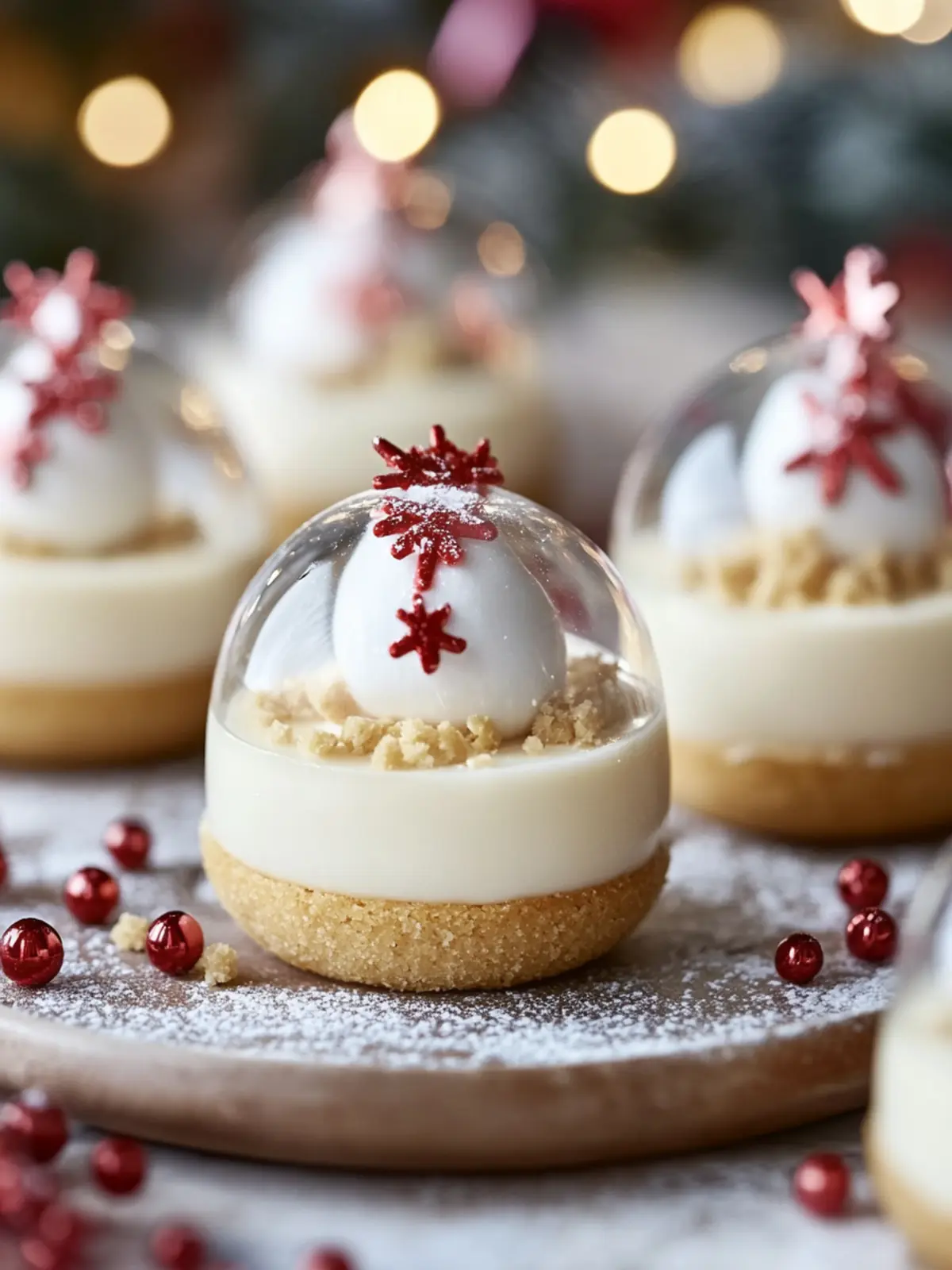 Snow Globe Cheesecake Bites with Cookie Crust for Holiday Fun 2 Snow Globe Cheesecake Bites with Cookie Crust