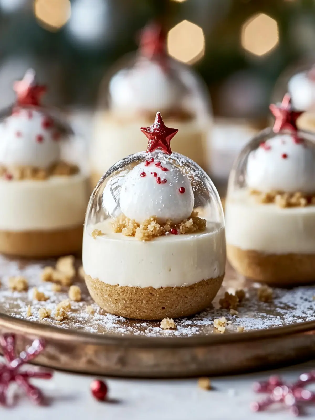 Snow Globe Cheesecake Bites with Cookie Crust for Holiday Fun 5 Snow Globe Cheesecake Bites with Cookie Crust