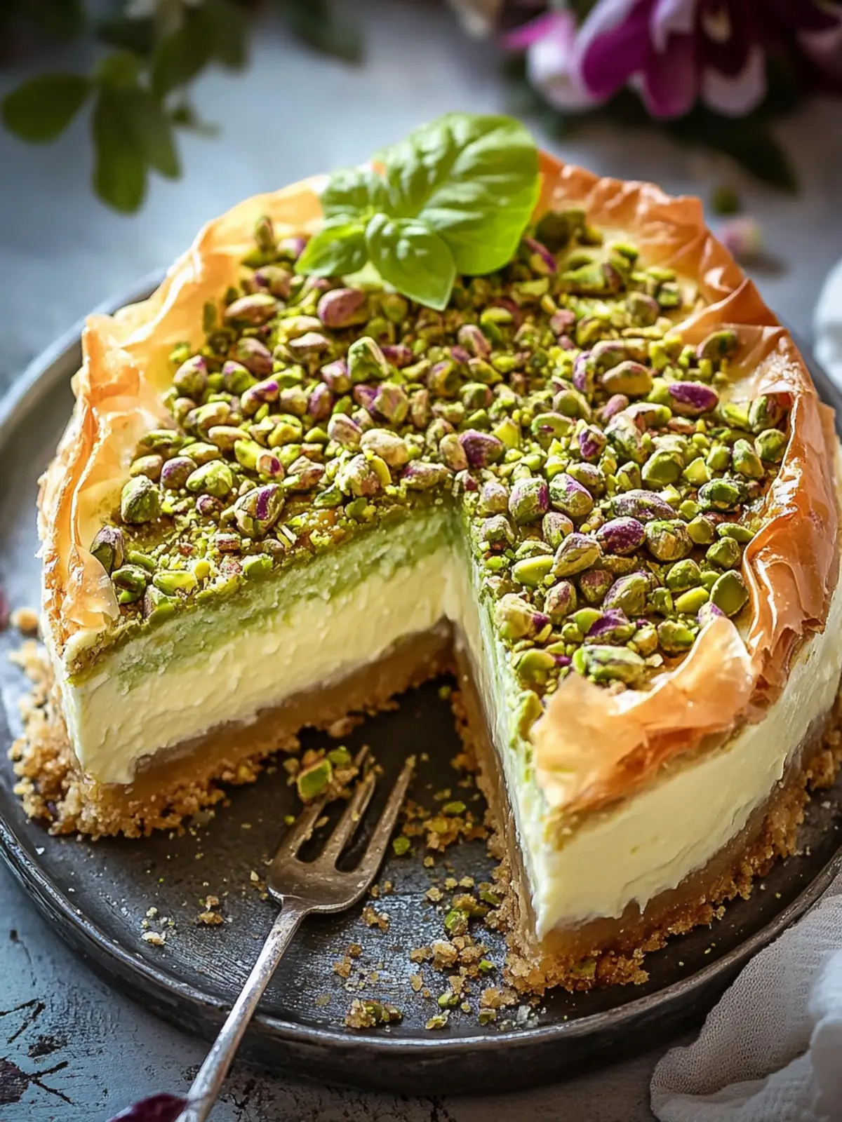 Indulge in Baklava Pistachio Cheesecake Bliss Today 2 Baklava Pistachio Cheesecake