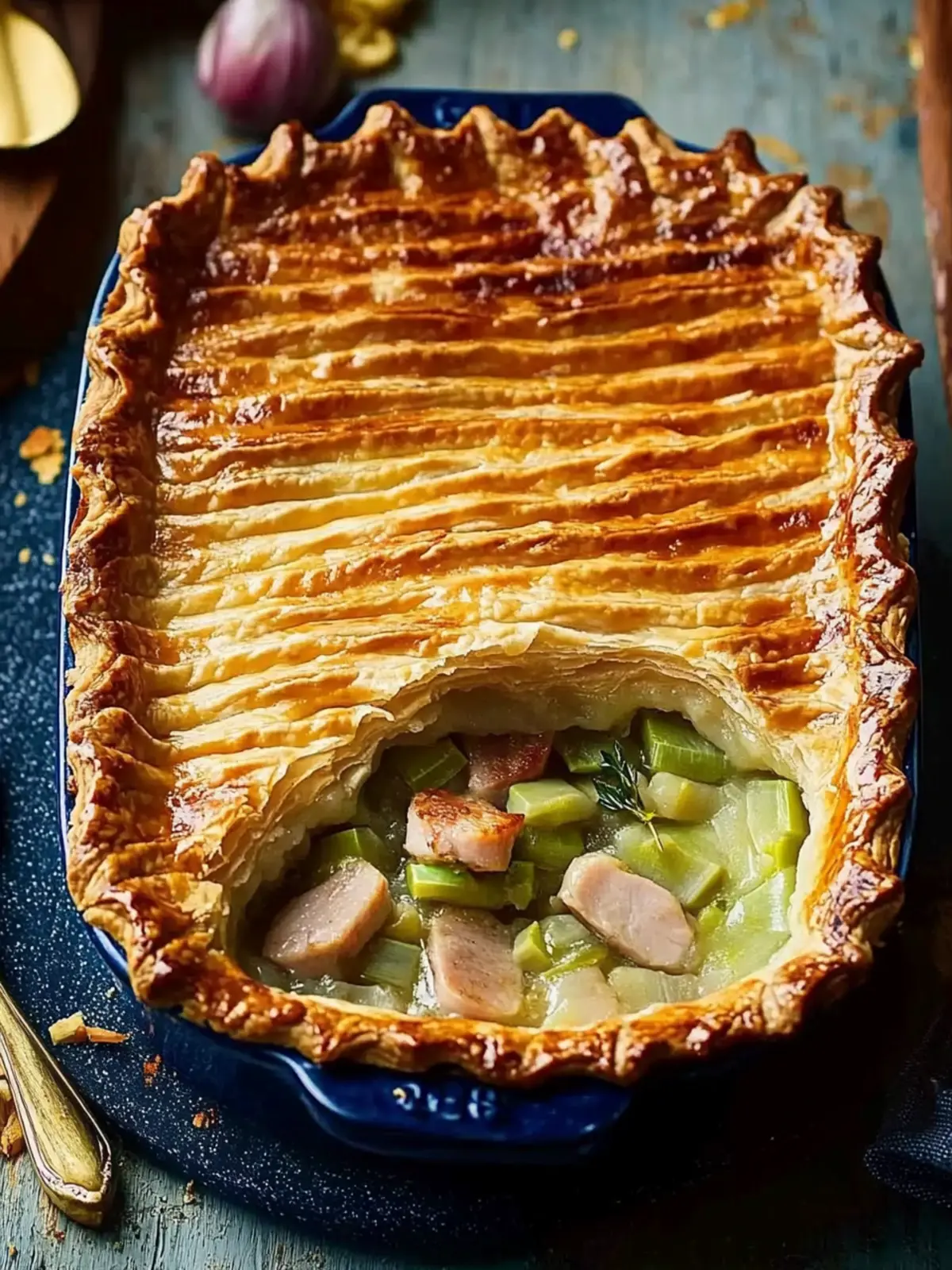 Savory Chicken, Leek & Ham Pie for Cozy Nights In 3 Chicken, leek & ham pie