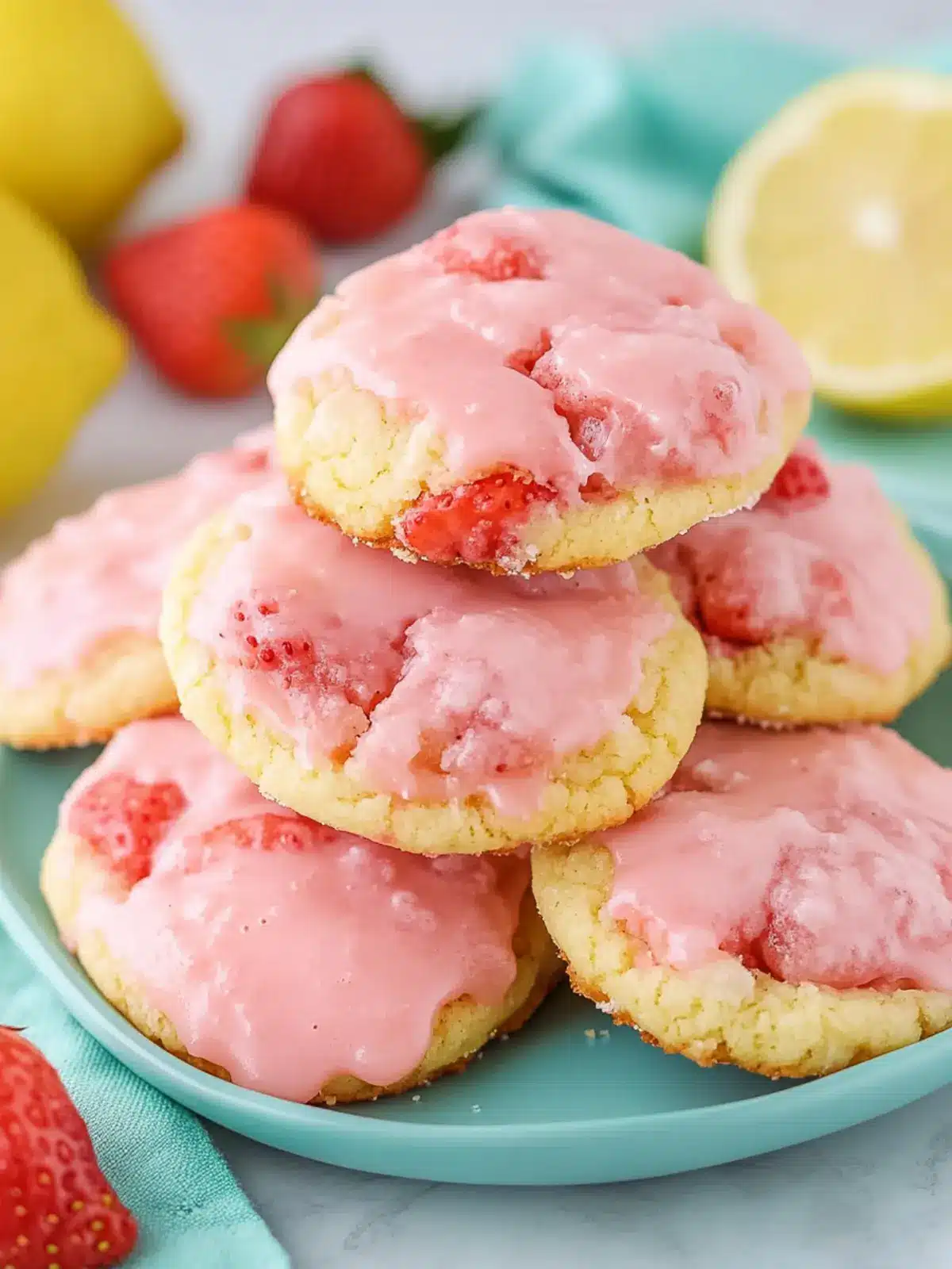 Strawberry Cake Mix Cookies with Tangy Lemon Glaze Magic 3 Strawberry Cake Mix Cookies with Strawberry Lemon Glaze
