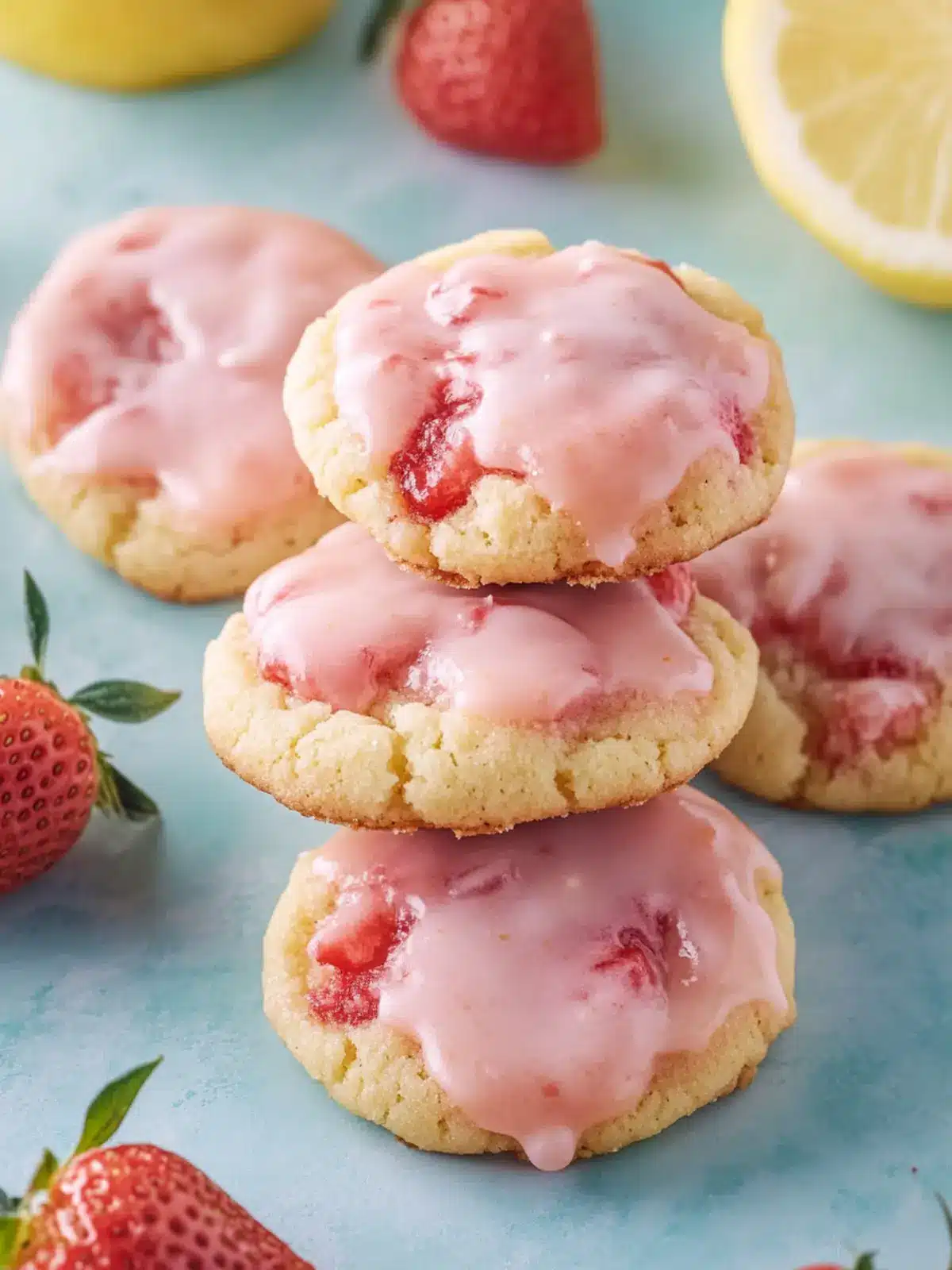 Strawberry Cake Mix Cookies with Tangy Lemon Glaze Magic 5 Strawberry Cake Mix Cookies with Strawberry Lemon Glaze