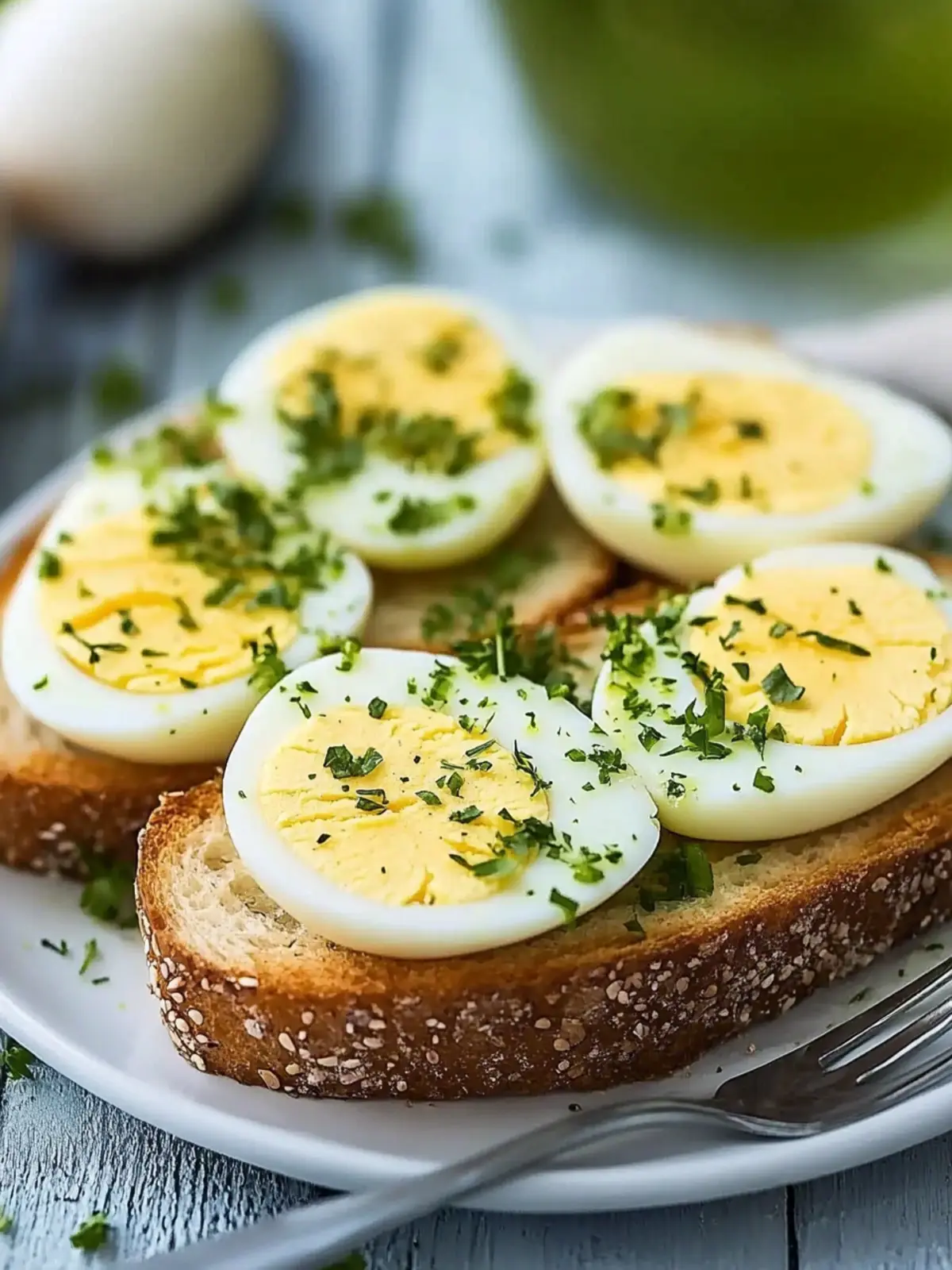 Delicious Egg Open Sandwich with Green Tea for Busy Mornings 3 Egg Open Sandwich with Green Tea