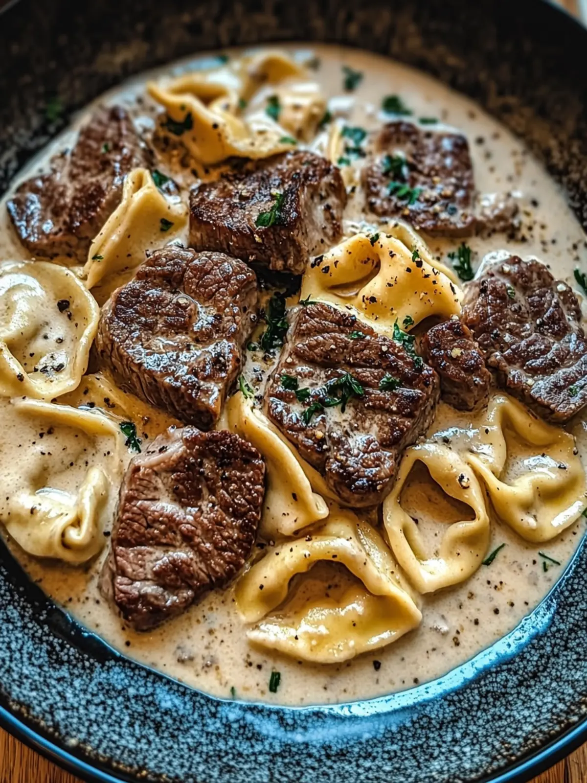 Cracked Garlic Steak Tortellini in Creamhouse Sauce Bliss 5 Cracked Garlic Steak Tortellini in Creamhouse Sauce Bliss