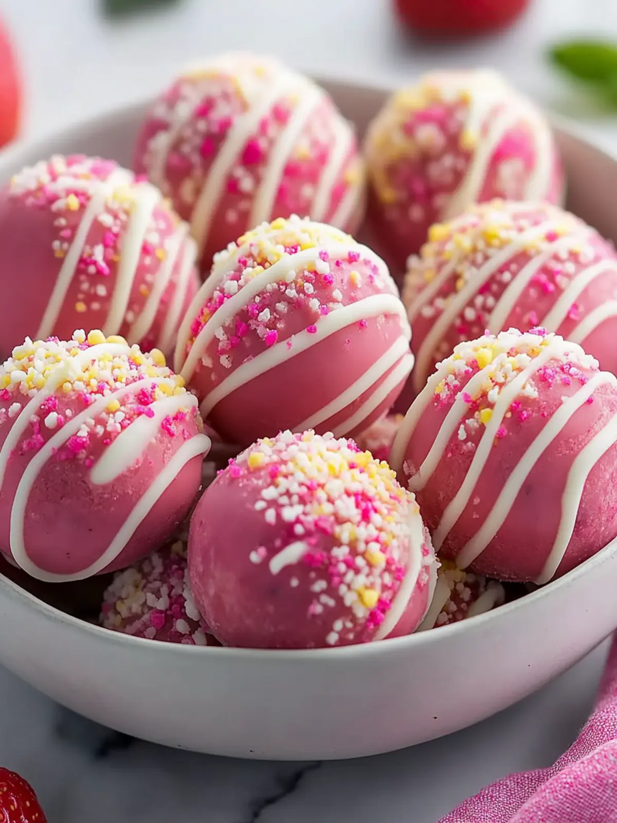 Delicious No-Bake Strawberry Cheesecake Truffle Balls Recipe 2 Strawberry Cheesecake Truffle Balls Recipe