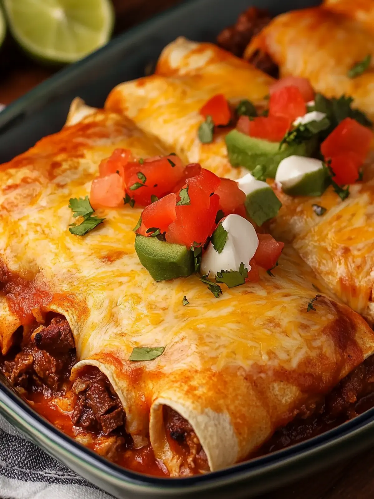 Heavenly Steak Enchiladas: Cheesy Oven-Baked Delight 5 Steak Enchiladas (Cheesy Oven-Baked Mexican Dinner)
