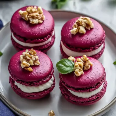 Savory Beet Macarons with Goat Cheese & Walnut Crunch Delight 10 Savory Beet Macarons with Goat Cheese & Walnut Crunch