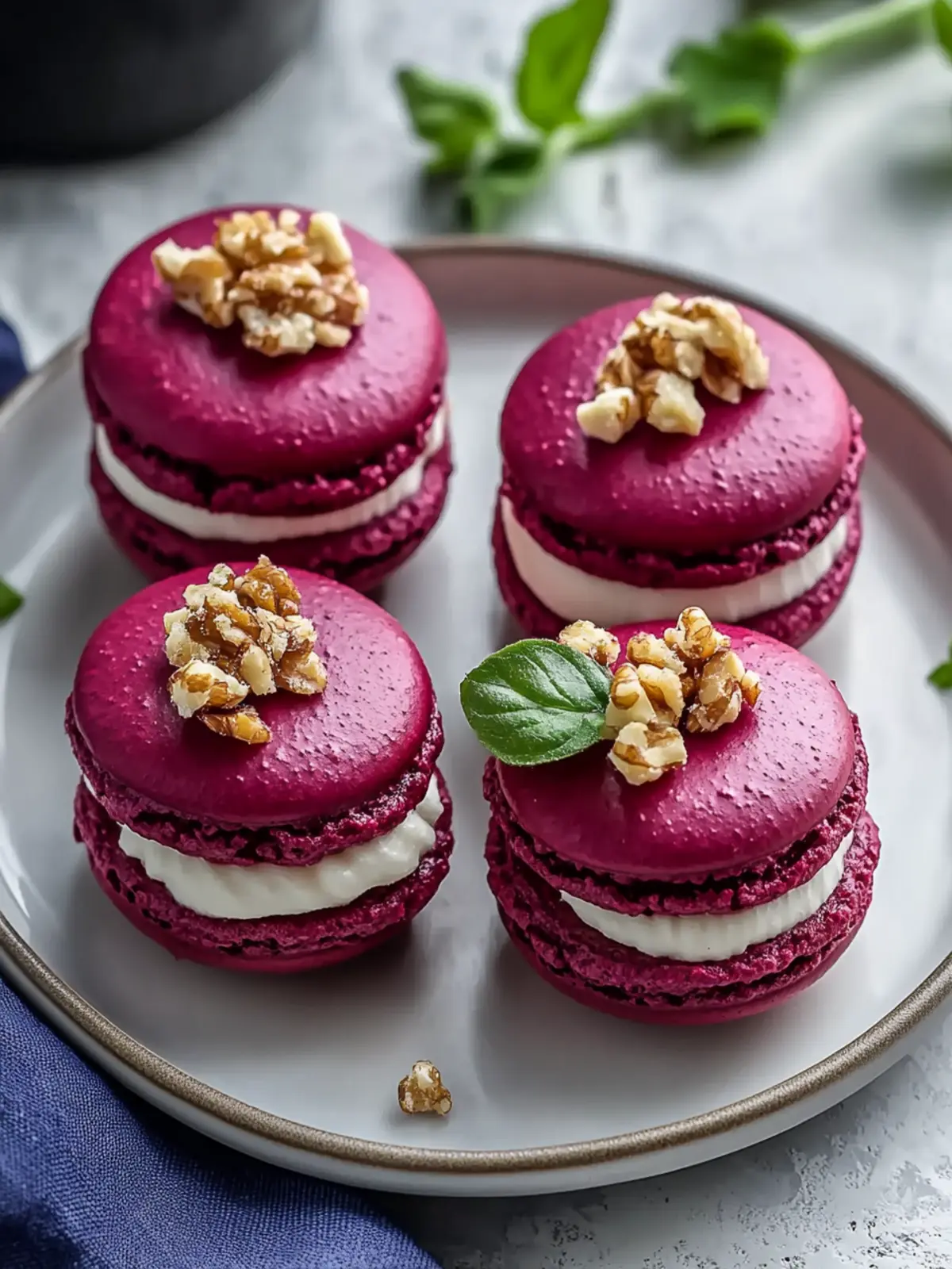 Savory Beet Macarons with Goat Cheese & Walnut Crunch Delight 5 Savory Beet Macarons with Goat Cheese & Walnut Crunch