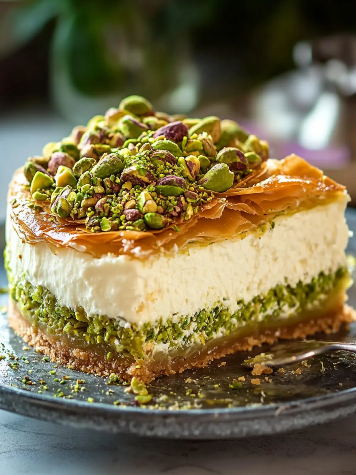 Indulge in Baklava Pistachio Cheesecake Bliss Today 4 Baklava Pistachio Cheesecake
