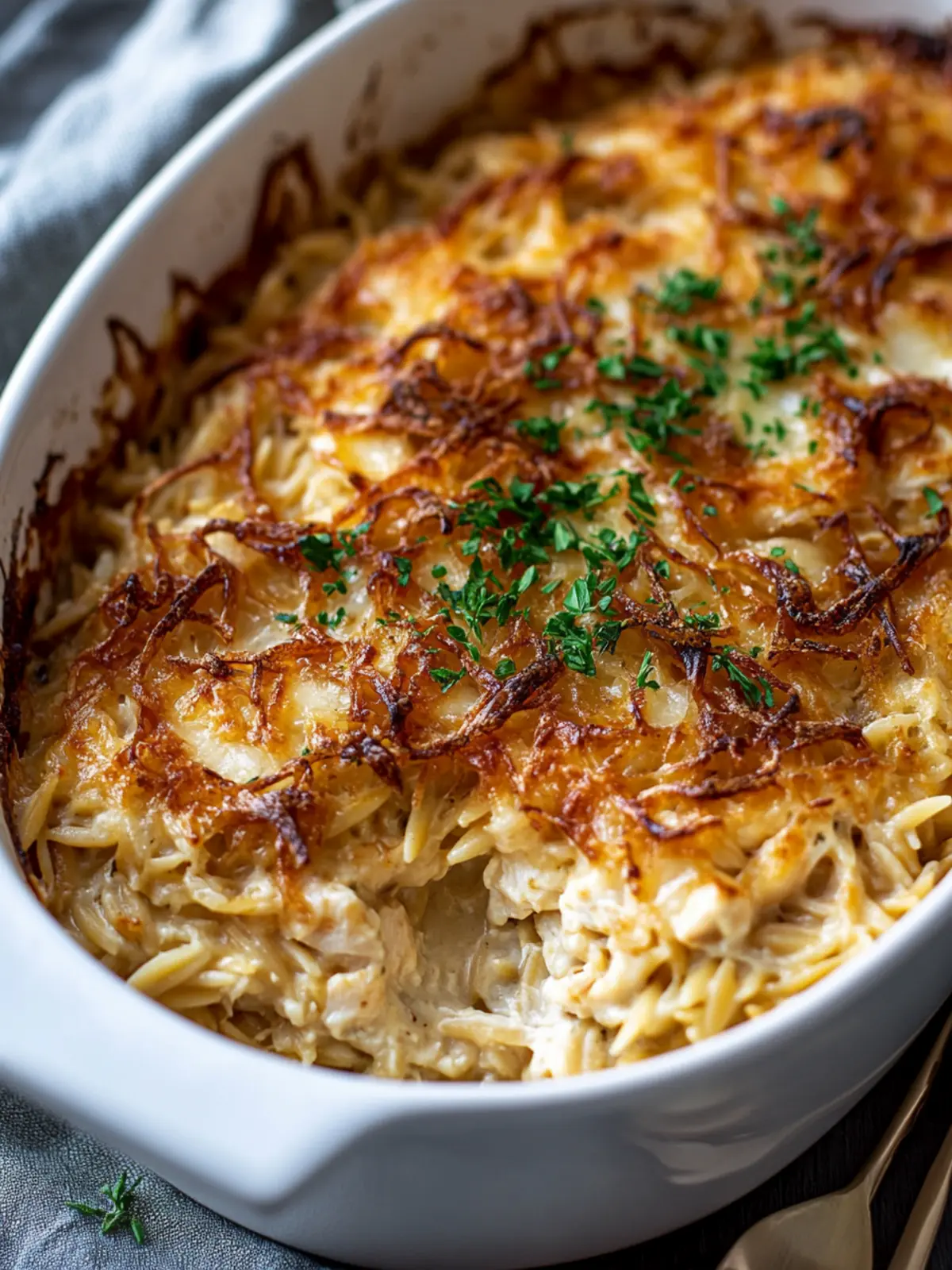 Creamy French Onion Chicken Orzo Casserole for Cozy Nights 2 French Onion Chicken Orzo Casserole