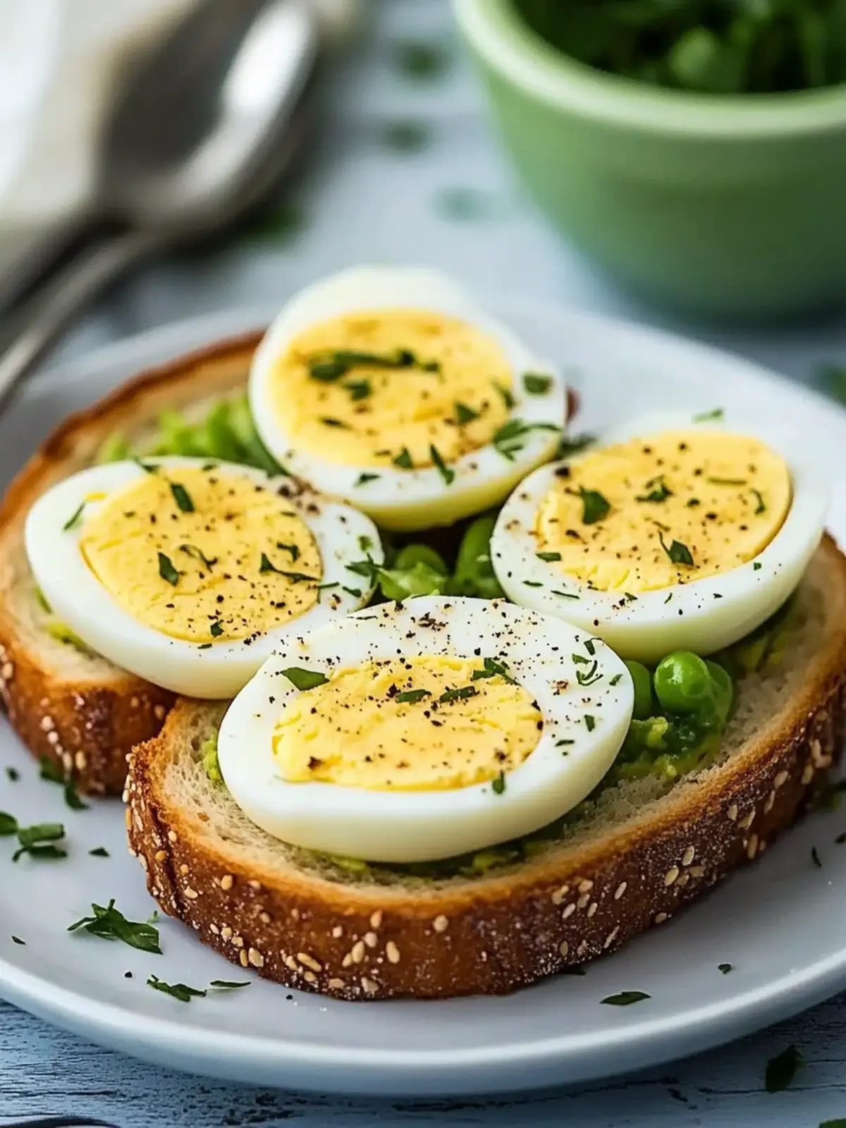 Delicious Egg Open Sandwich with Green Tea for Busy Mornings 4 Egg Open Sandwich with Green Tea