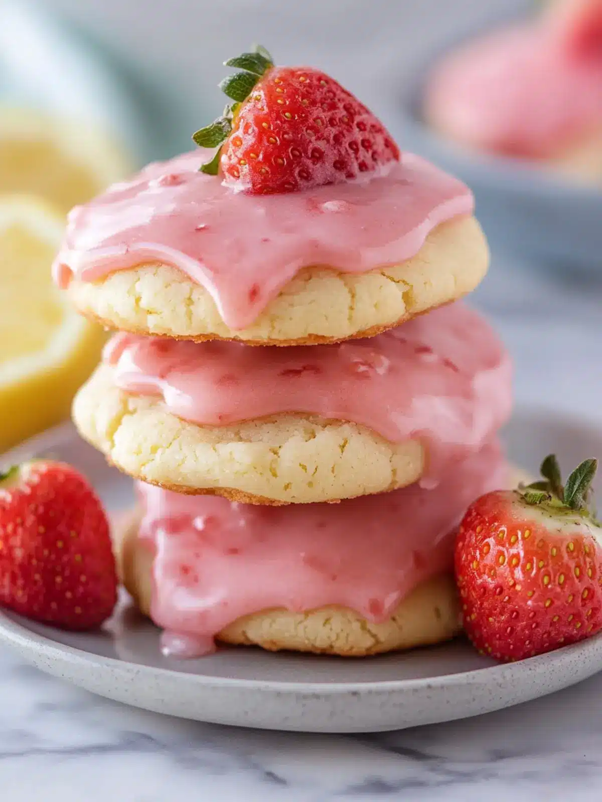 Strawberry Cake Mix Cookies with Tangy Lemon Glaze Magic 2 Strawberry Cake Mix Cookies with Strawberry Lemon Glaze