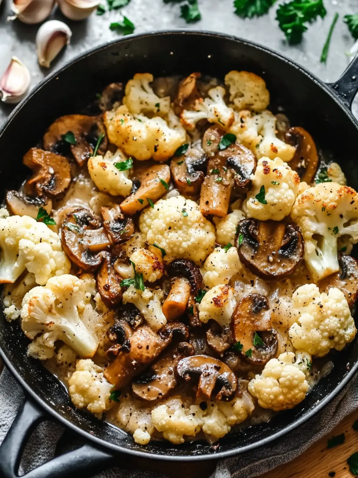 Garlic Mushrooms Cauliflower Skillet: Your Quick Low-Carb Fix 4 Garlic Mushrooms Cauliflower Skillet