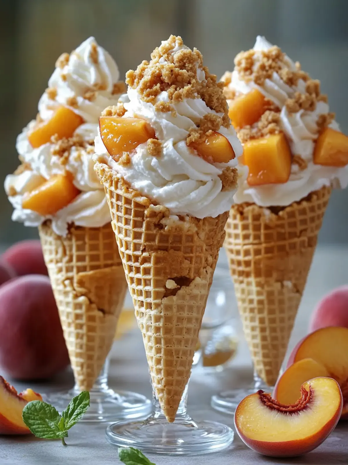 Peach Cobbler Cheesecake Cones – Your Ultimate Summer Treat 2 Peach Cobbler Cheesecake Cones