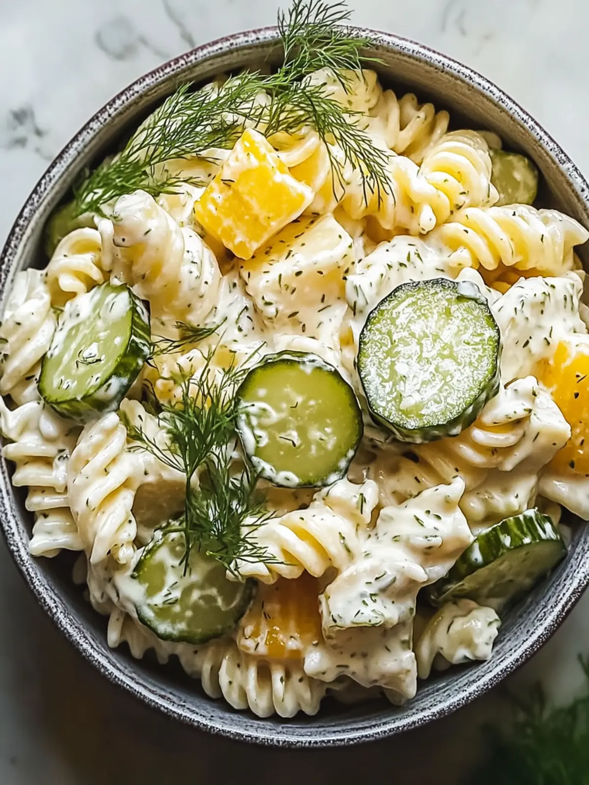 Dill Pickle Pasta Salad: Tangy Creamy Goodness for Hot Days 4 Dill Pickle Pasta Salad: Tangy Creamy Goodness for Summer