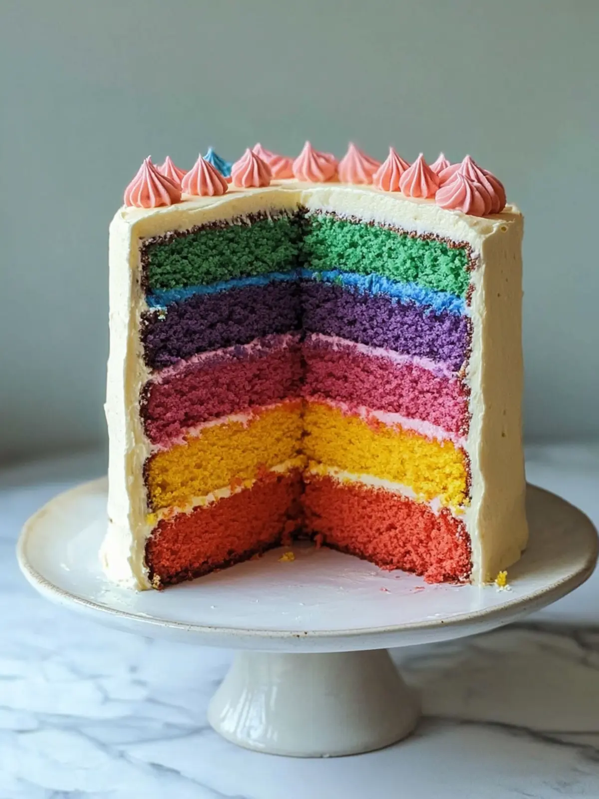 Vibrant Rainbow Layer Cake with Decadent Chocolate Frosting 5 Rainbow Layer Cake