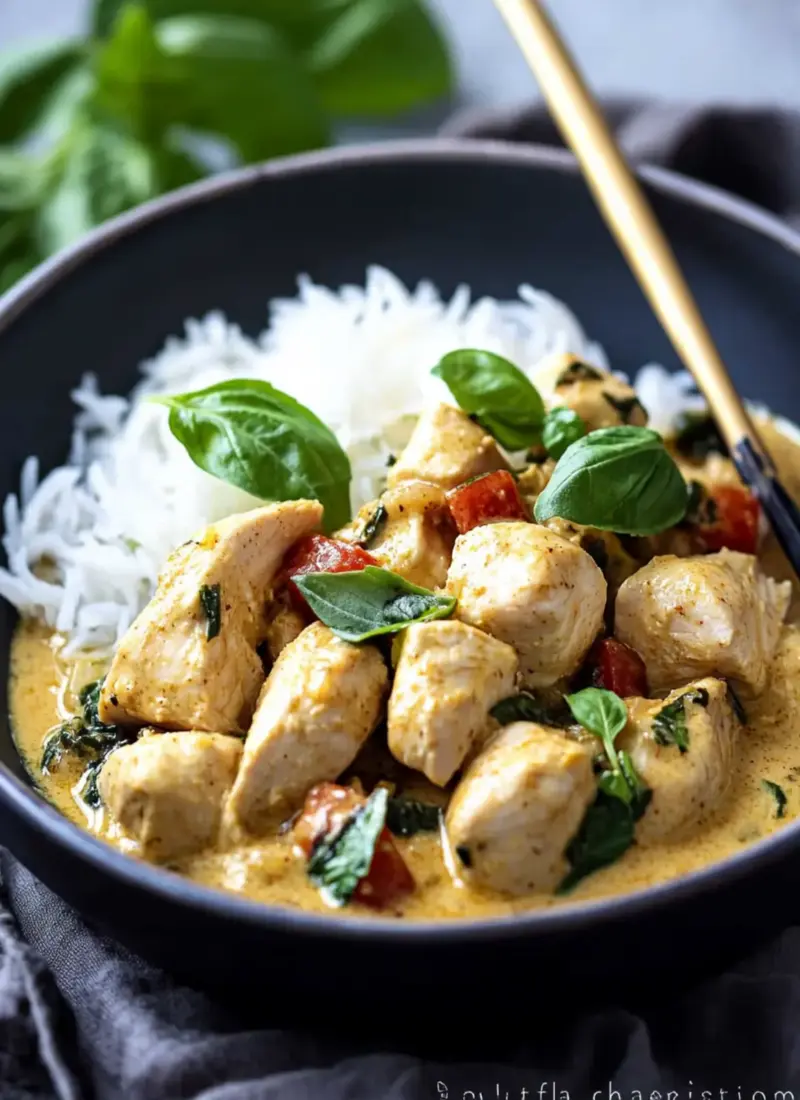 Irresistible Basil Chicken with Coconut Curry Sauce Recipe