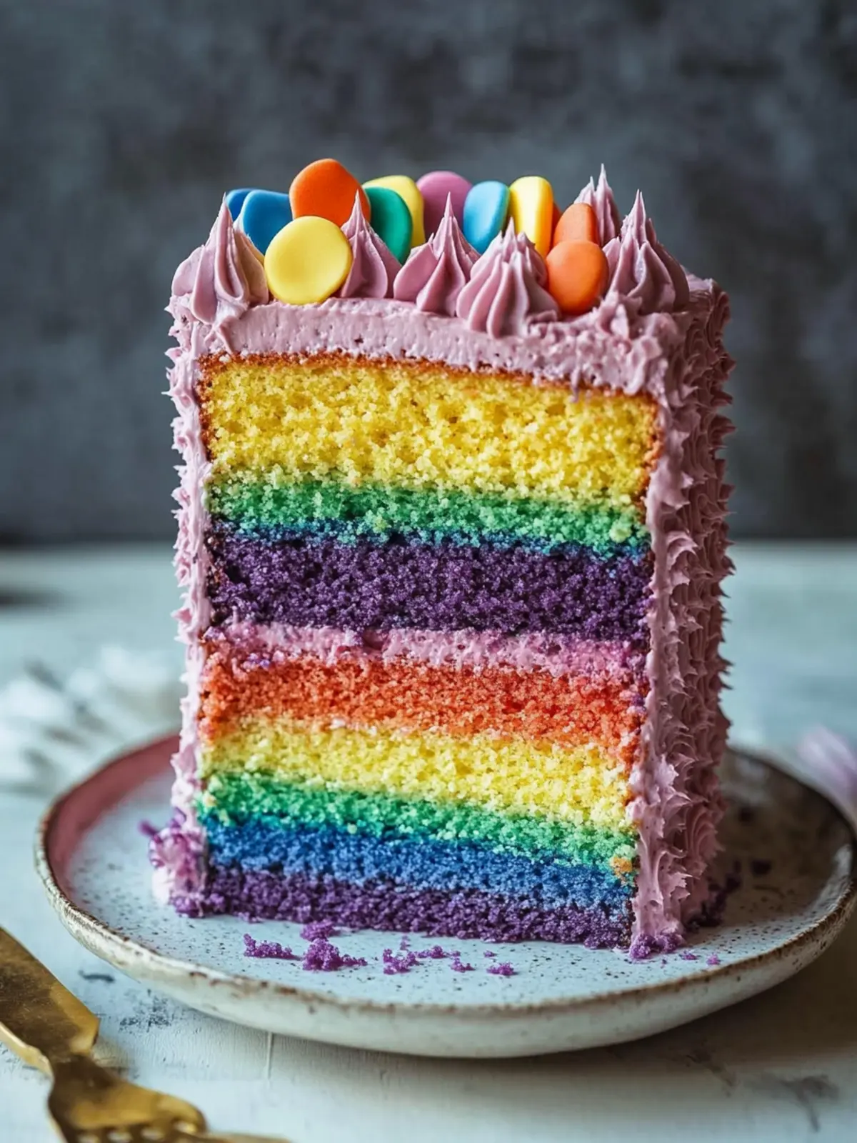Vibrant Rainbow Layer Cake with Luscious Chocolate Frosting 5 Rainbow Layer Cake