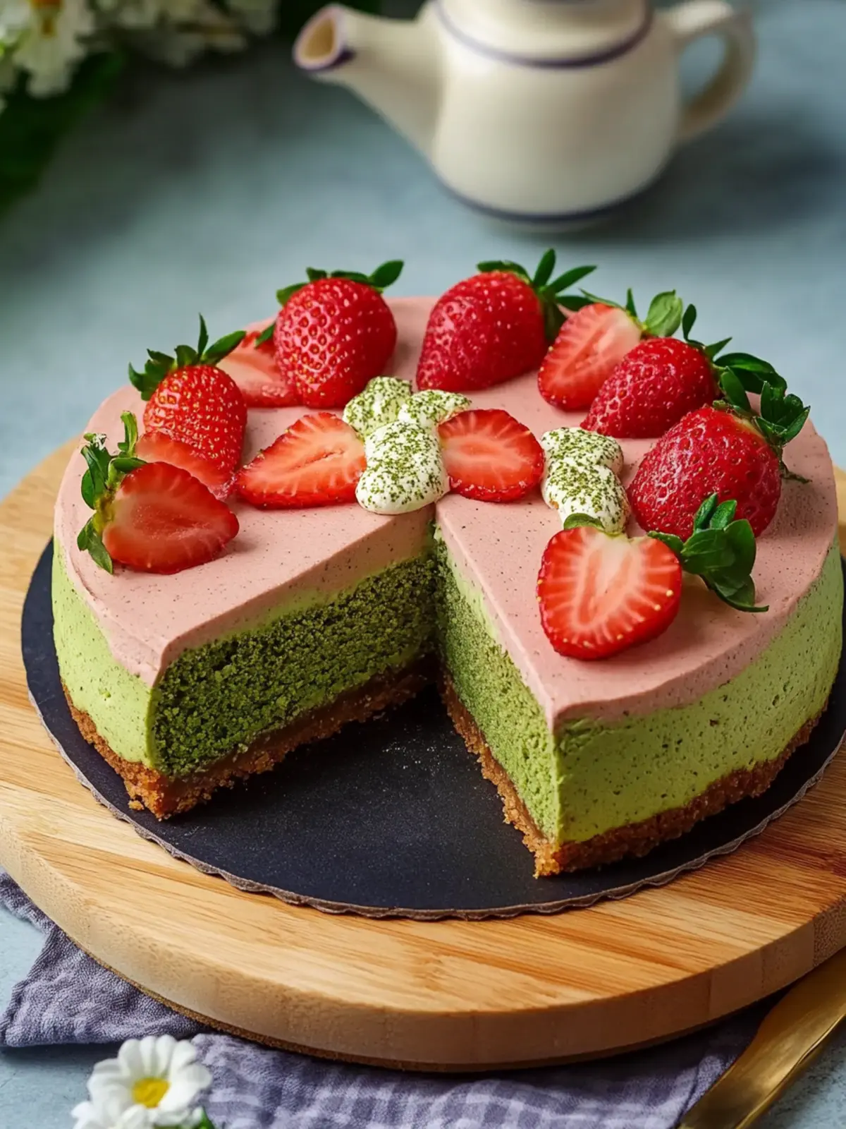 Strawberry Matcha Basque Cheesecake: Irresistibly Creamy Delight 5 Strawberry Matcha Basque Cheesecake