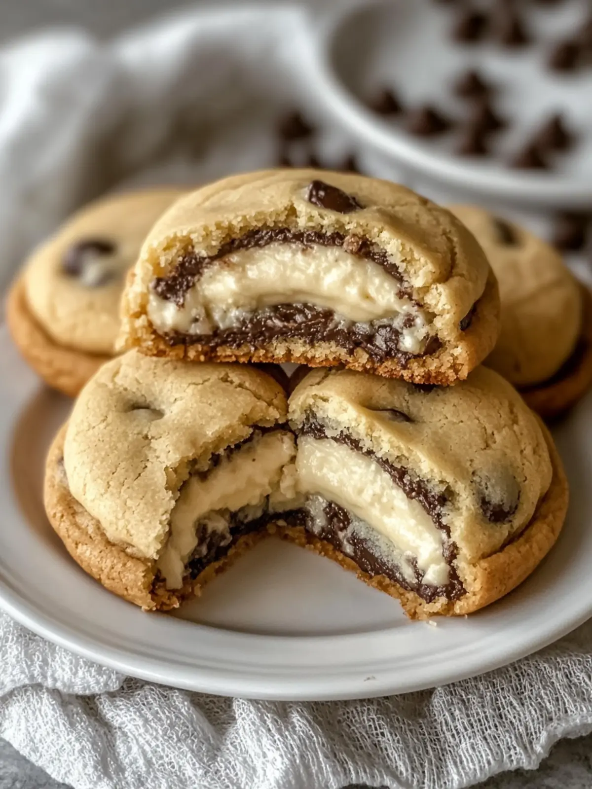 Decadent Cheesecake Stuffed Chocolate Chip Cookies at Home 4 Cheesecake Stuffed Chocolate Chip Cookies