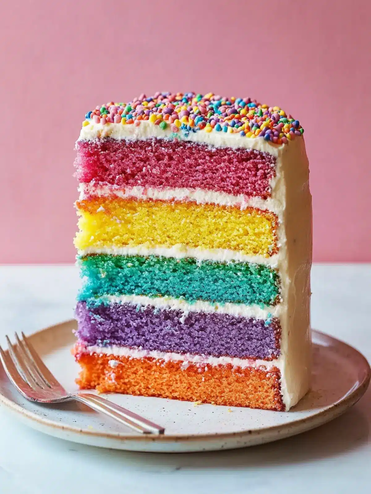 Vibrant Rainbow Layer Cake with Decadent Chocolate Frosting 4 Rainbow Layer Cake