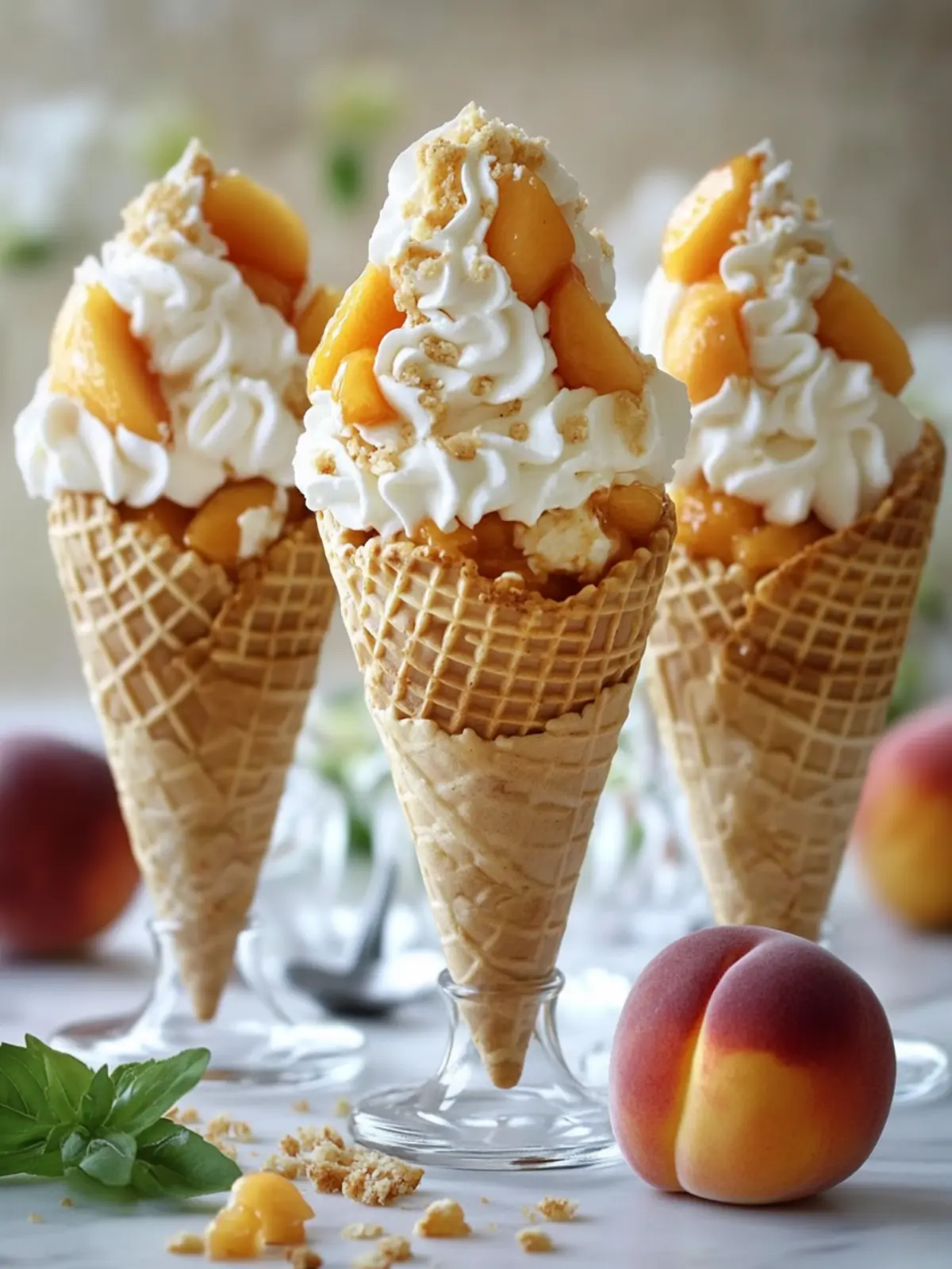 Peach Cobbler Cheesecake Cones – Your Ultimate Summer Treat 4 Peach Cobbler Cheesecake Cones