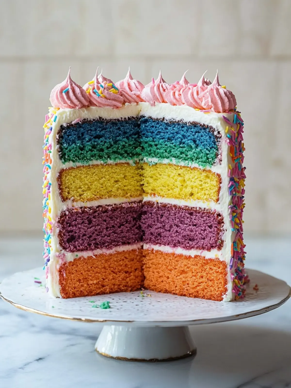 Vibrant Rainbow Layer Cake with Decadent Chocolate Frosting 2 Rainbow Layer Cake