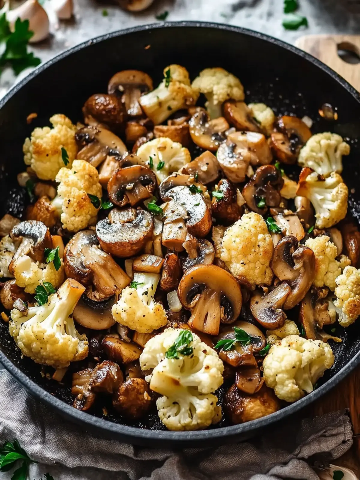 Garlic Mushrooms Cauliflower Skillet: Your Quick Low-Carb Fix 3 Garlic Mushrooms Cauliflower Skillet