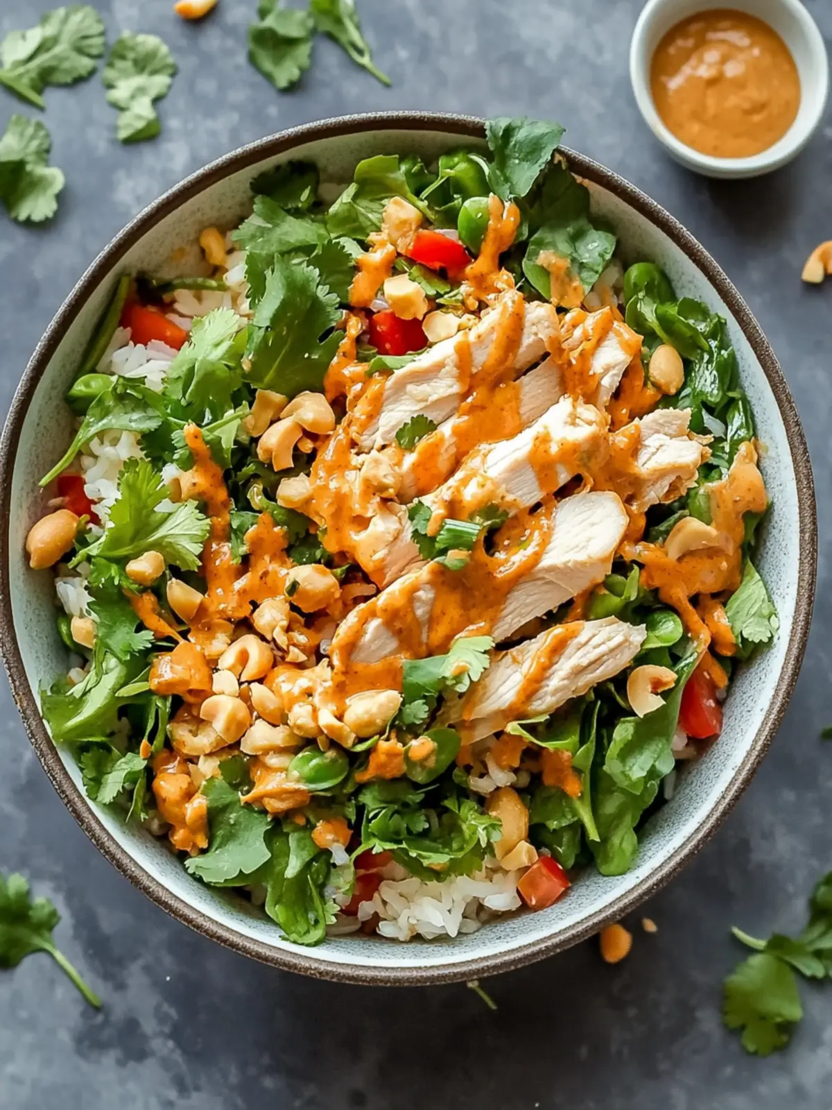 Crispy Chicken Rice Salad with Creamy Peanut Dressing Bliss 5 Crispy Chicken Rice Salad with Creamy Peanut Dressing Bliss