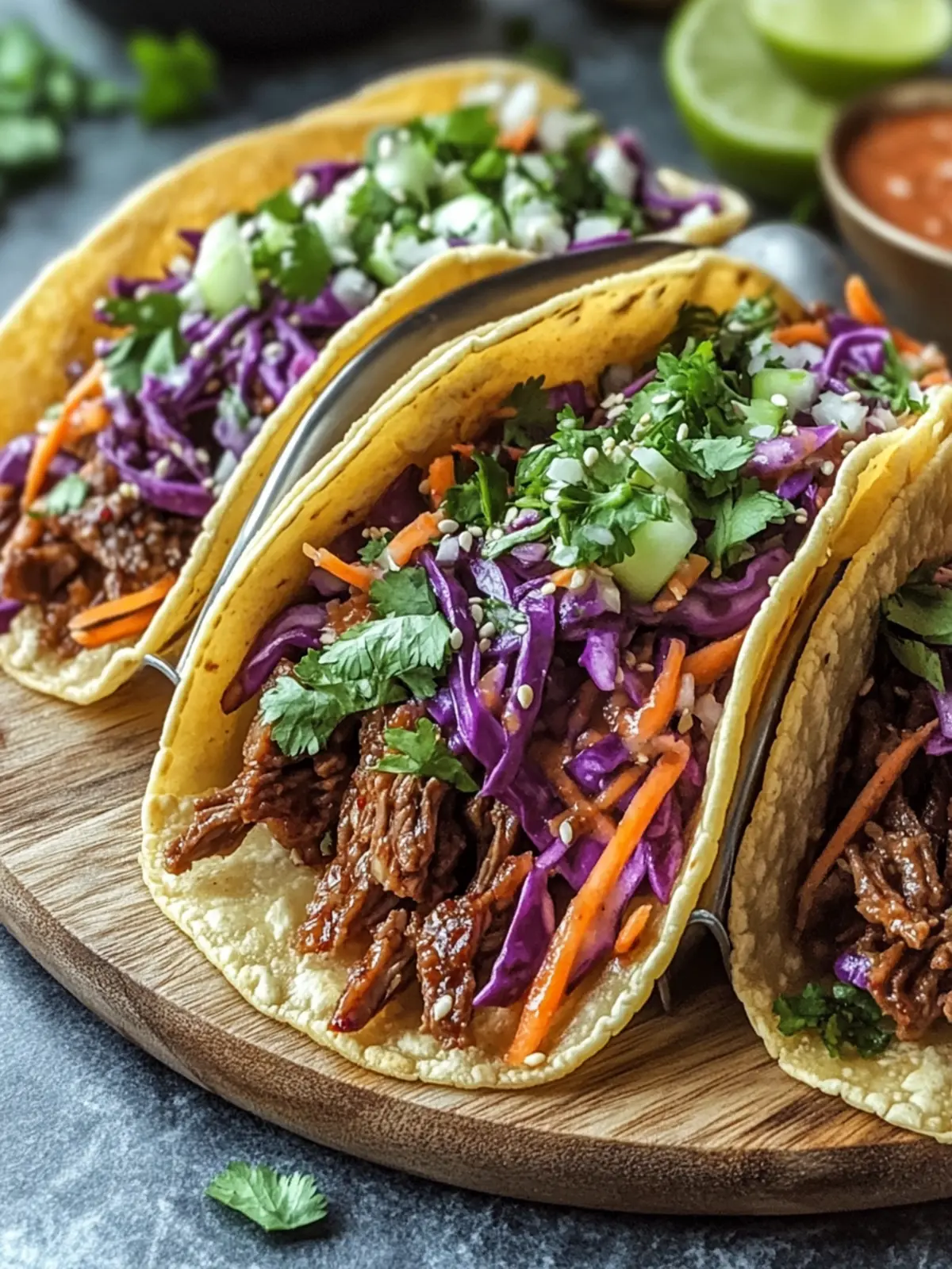 Savory Korean Beef Tacos with Gochujang Slaw You’ll Love 3 Korean Beef Tacos with Gochujang Slaw