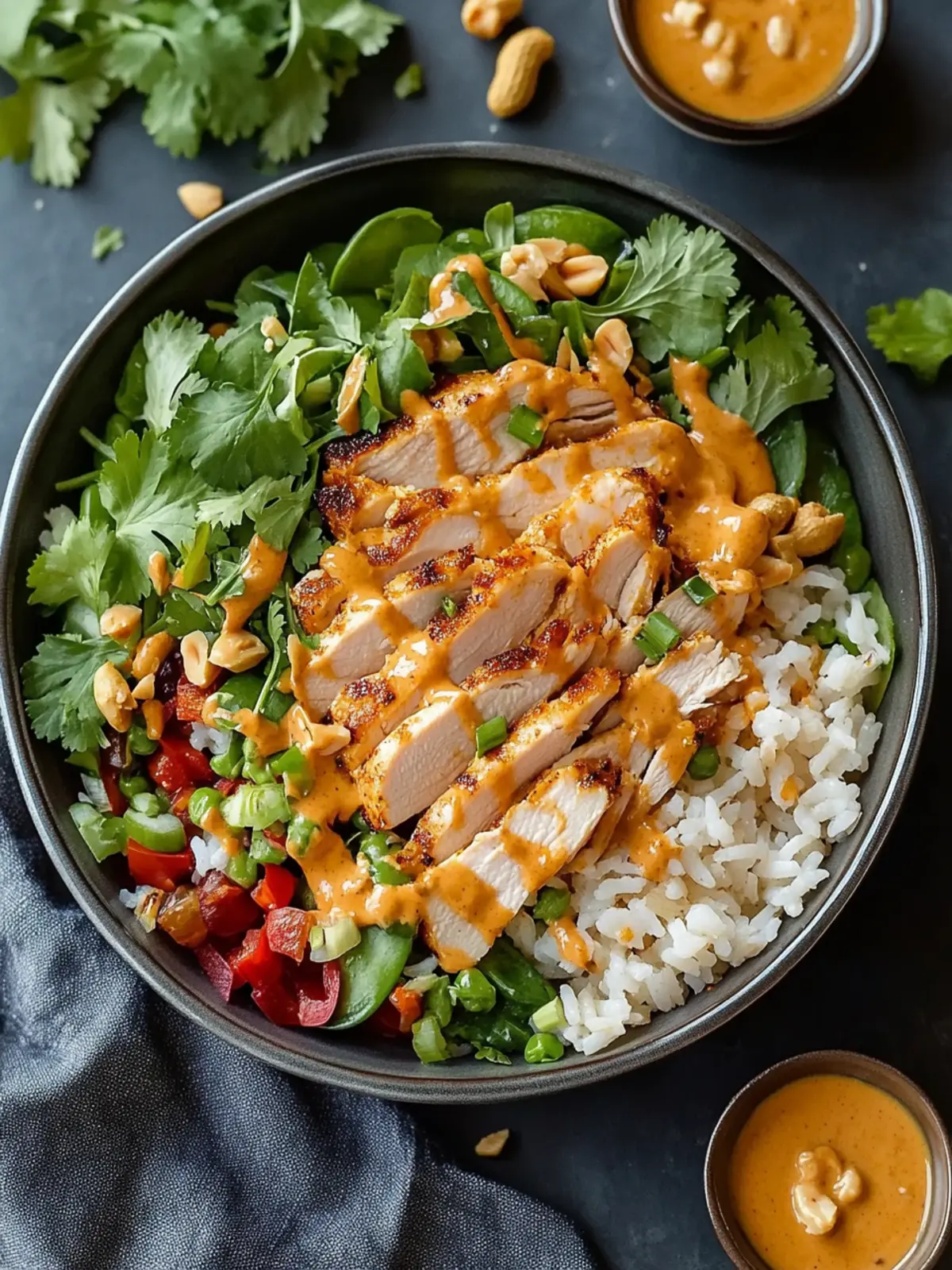 Crispy Chicken Rice Salad with Creamy Peanut Dressing Bliss 4 Crispy Chicken Rice Salad with Creamy Peanut Dressing Bliss