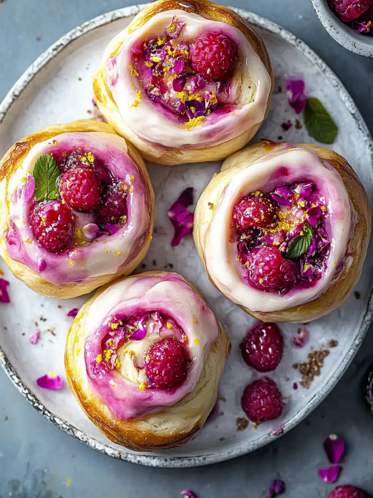 Raspberry and Rose Cheesecake Buns: Indulge in Floral Bliss 2 Raspberry and Rose Cheesecake Buns