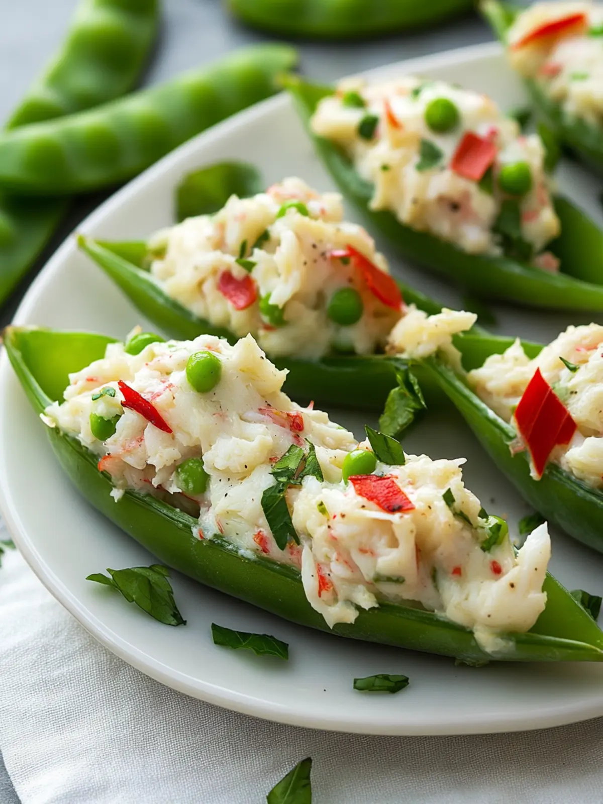 Crab Stuffed Snow Peas: A Light and Tasty Appetizer Delight 4 Crab Stuffed Snow Peas
