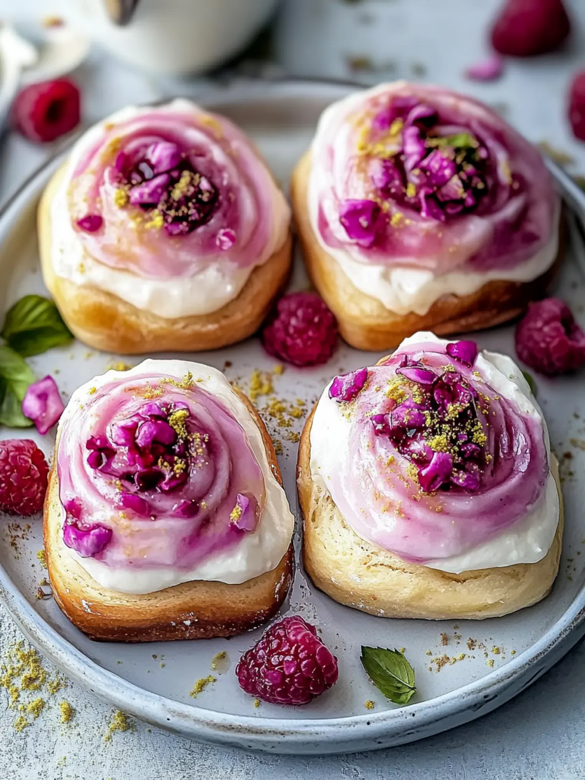 Raspberry and Rose Cheesecake Buns: Indulge in Floral Bliss 4 Raspberry and Rose Cheesecake Buns