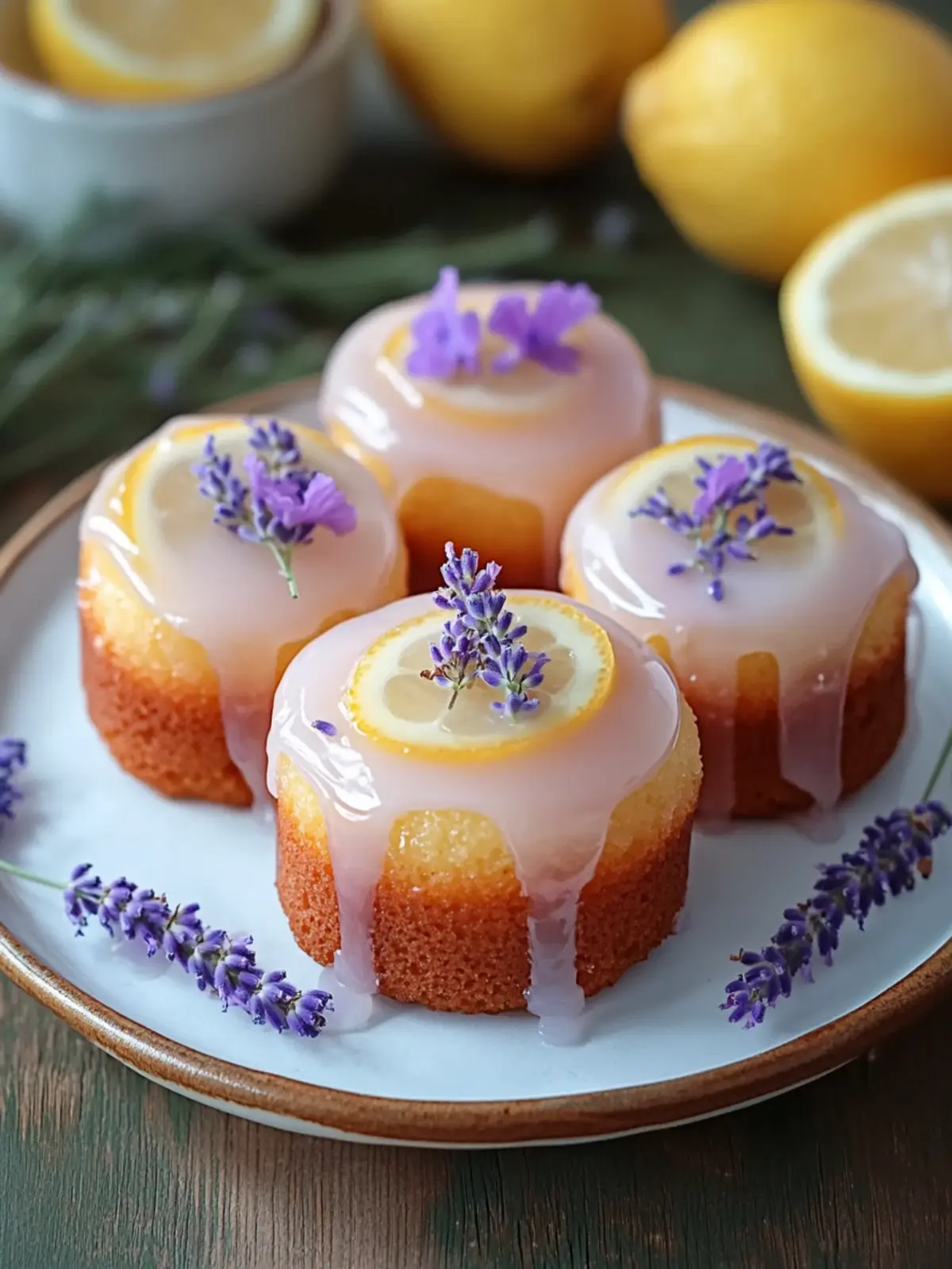 Mini Lemon Cakes with Lavender Glaze for Charming Gatherings 3 Mini Lemon Cakes with Lavender Glaze for Elegant Celebrations