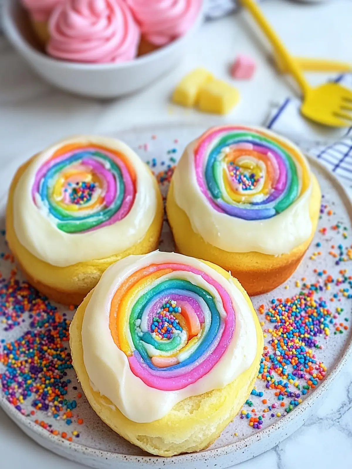 Lemon Cream Cheese Rainbow Sweet Rolls: Delightful Fluffy Treats 4 Lemon Cream Cheese Rainbow Sweet Rolls