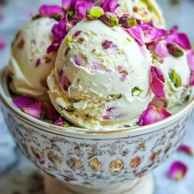 Rose Pistachio Cheesecake Ice Cream for an Elegant Dessert Delight 9 Rose Pistachio Cheesecake Ice Cream