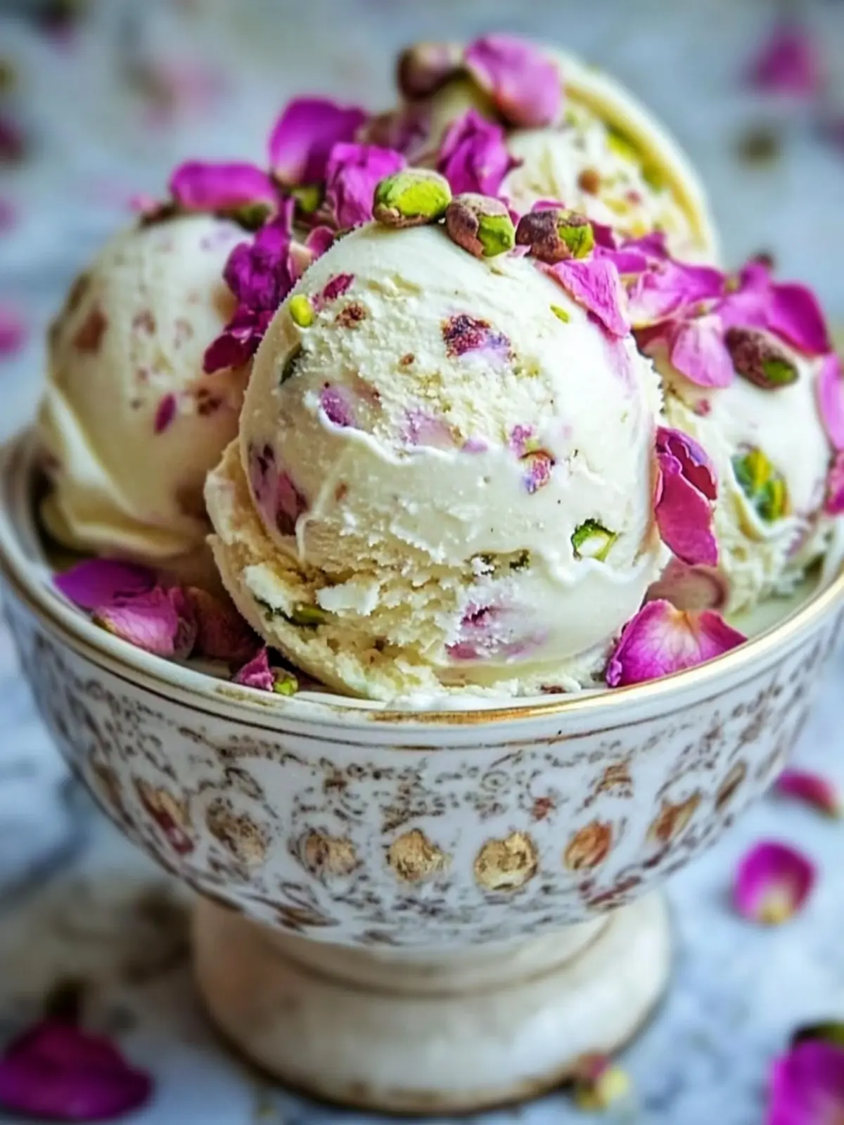 Rose Pistachio Cheesecake Ice Cream for an Elegant Dessert Delight 5 Rose Pistachio Cheesecake Ice Cream