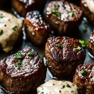 Savory Garlic Butter Steak Bites with Parmesan Cream Sauce 9 Garlic Butter Steak Bites with Parmesan Cream Sauce