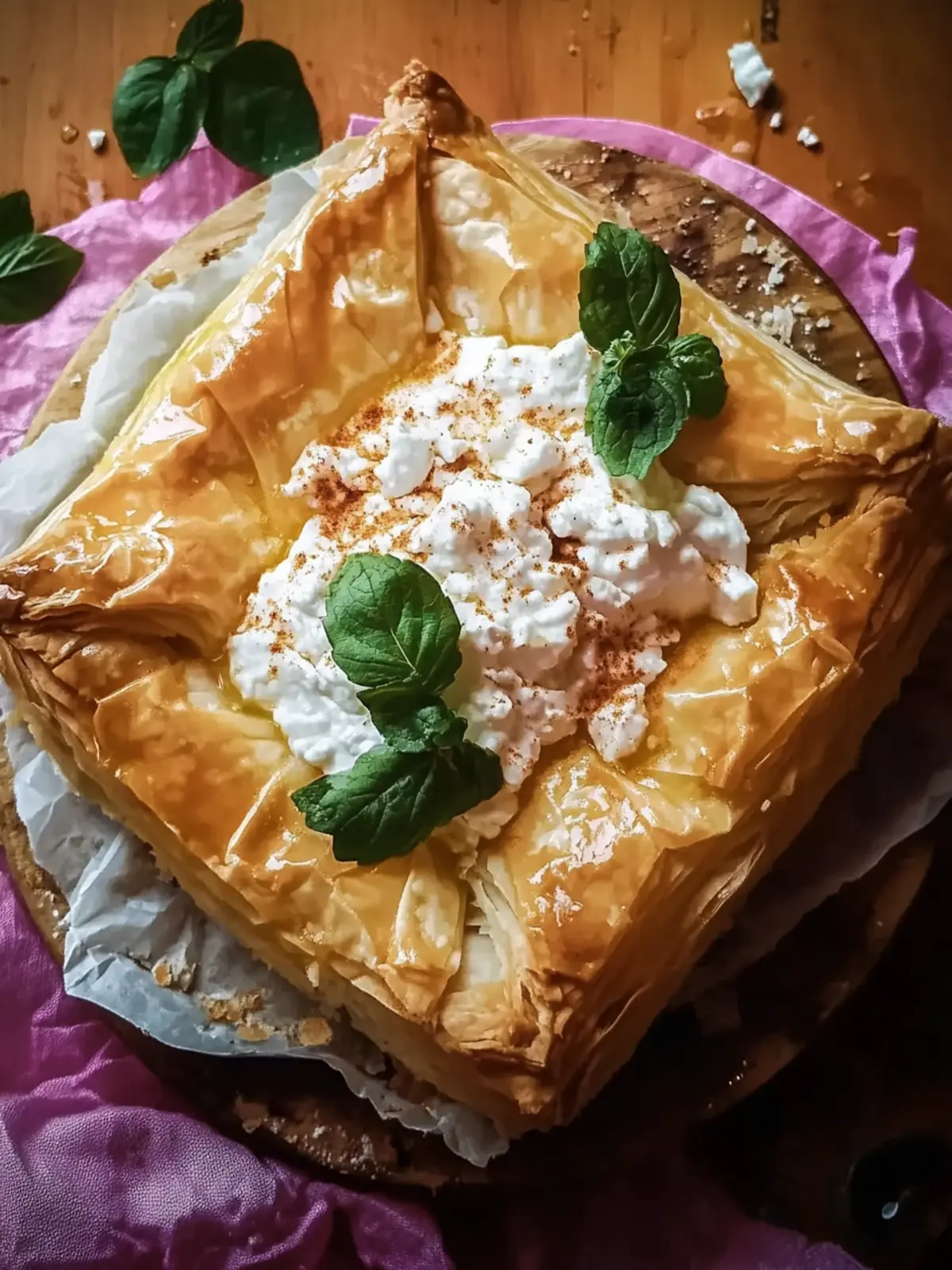 Delicious Greek Placenta Pastry with Feta and Honey Bliss at Home 2 Delicious Greek Placenta Pastry with Feta and Honey Bliss