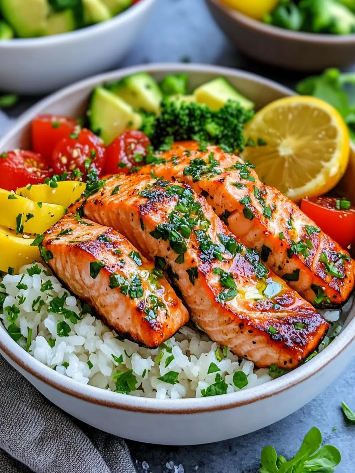 Garlic Butter Salmon Bowl: A Quick, Gourmet Delight at Home 2 Garlic Butter Salmon Bowl