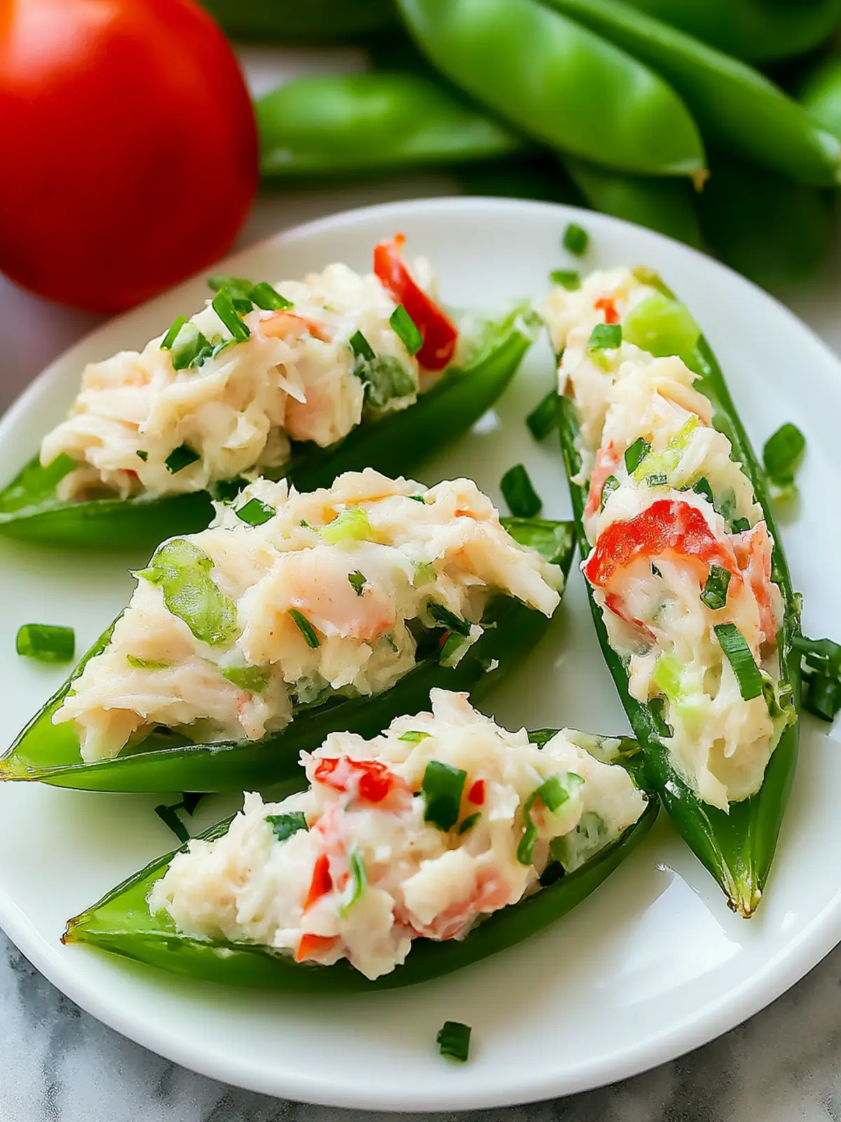 Crab Stuffed Snow Peas: A Light and Tasty Appetizer Delight 5 Crab Stuffed Snow Peas