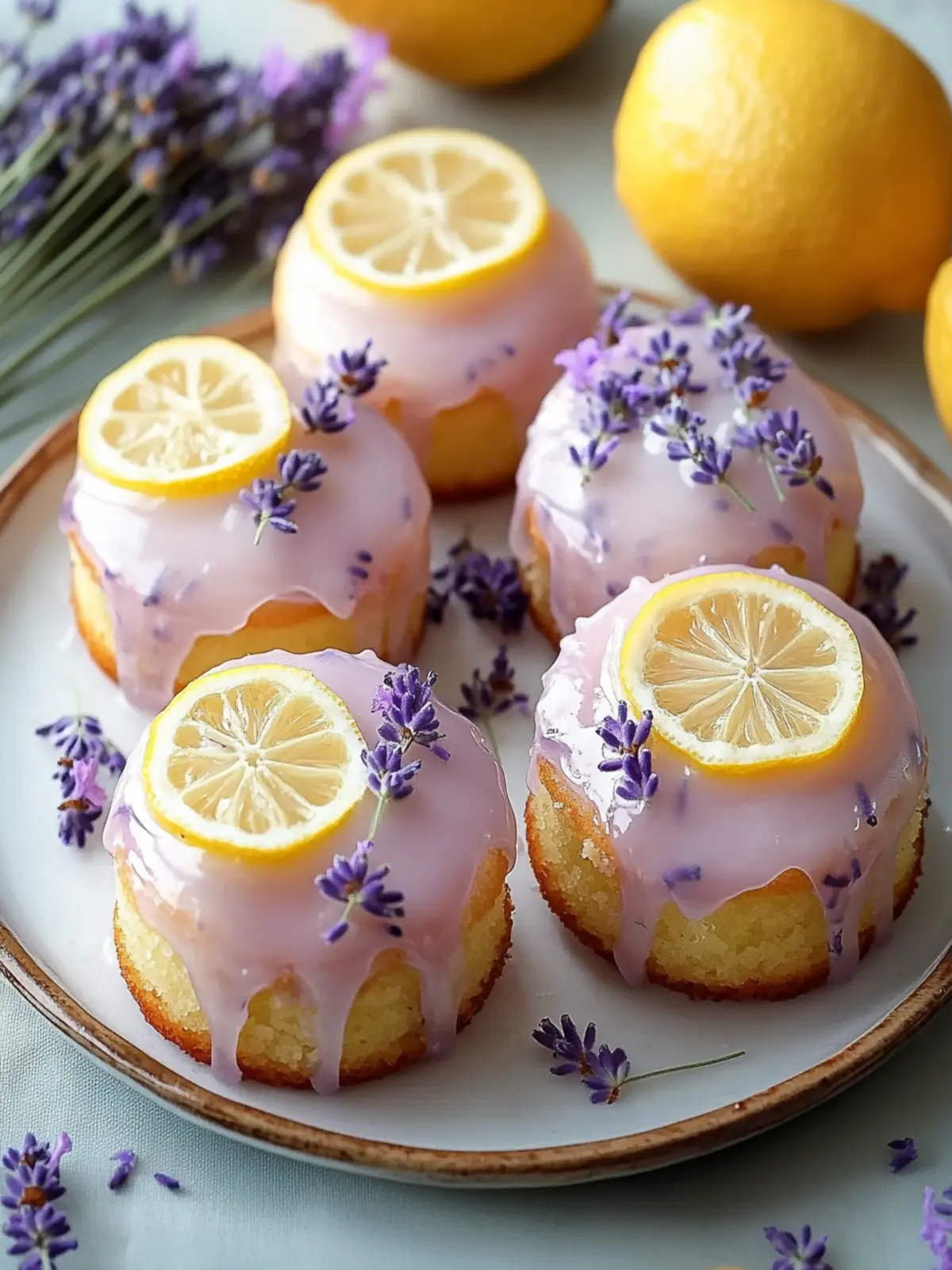 Mini Lemon Cakes with Lavender Glaze for Charming Gatherings 5 Mini Lemon Cakes with Lavender Glaze for Elegant Celebrations