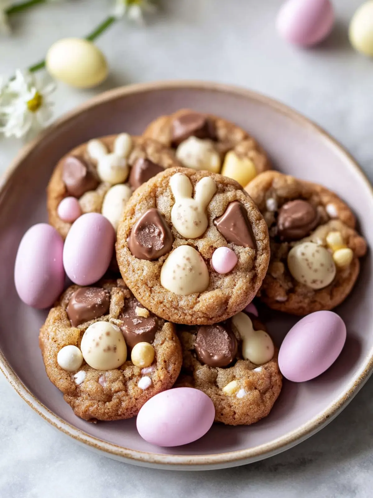 Easter Chocolate Cookies with Mini Malteser Bunnies Galore 3 Easter Chocolate Cookies with Mini Malteser Bunnies and Mini Eggs