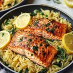 Garlicky One Skillet Salmon with Lemon Orzo in 30 Minutes 11 Garlicky One Skillet Salmon with Lemon Orzo