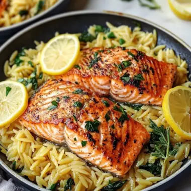 Garlicky One Skillet Salmon with Lemon Orzo in 30 Minutes 10 Garlicky One Skillet Salmon with Lemon Orzo