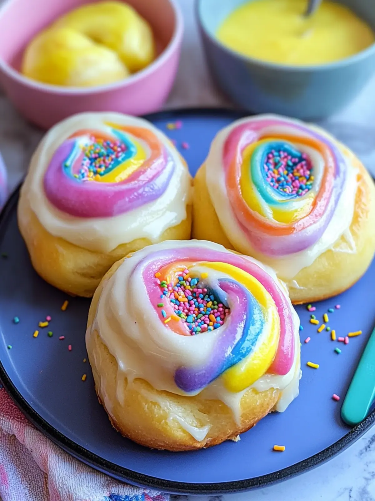 Lemon Cream Cheese Rainbow Sweet Rolls: Delightful Fluffy Treats 5 Lemon Cream Cheese Rainbow Sweet Rolls